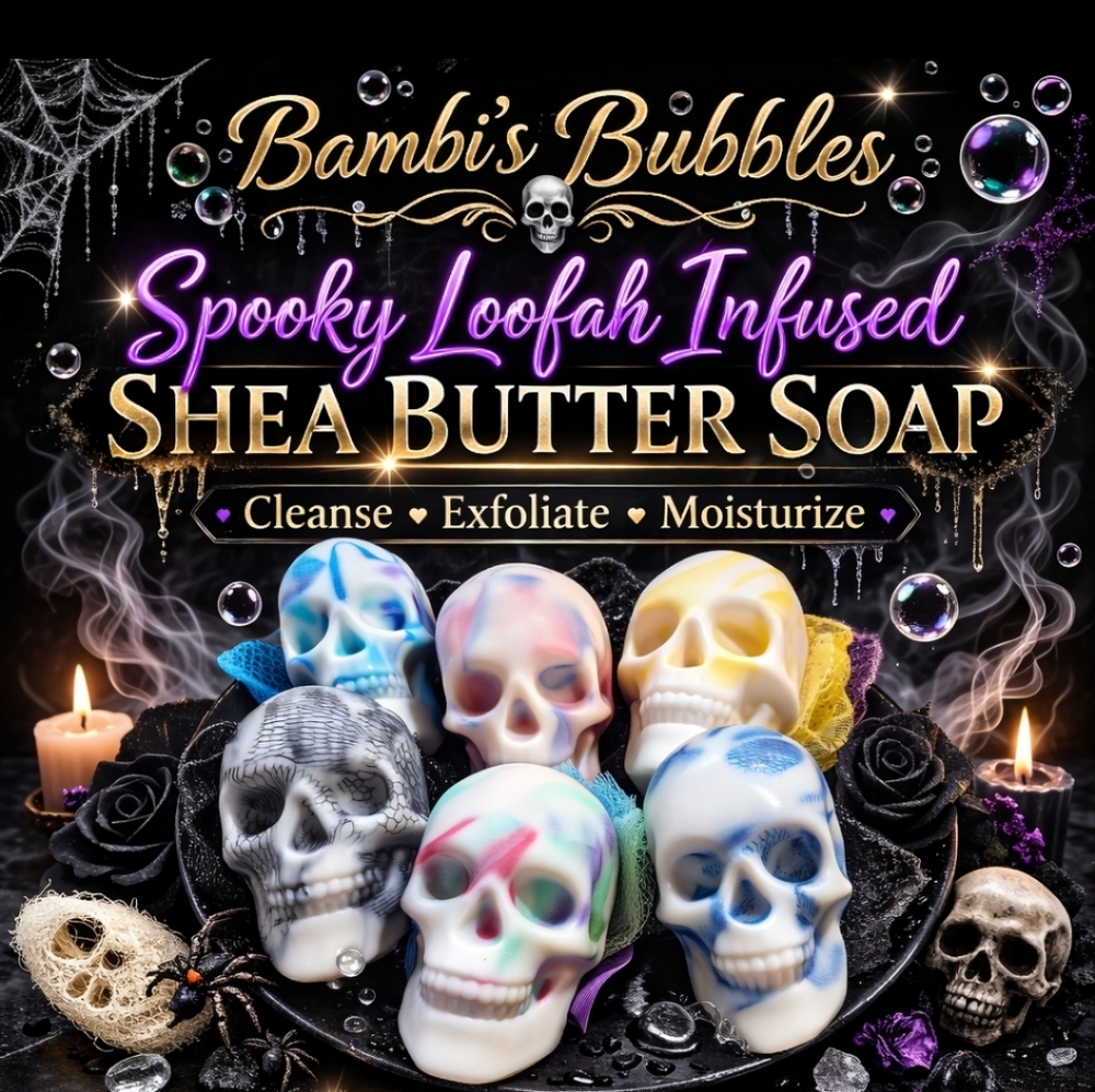Limited Supply HandCrafted Large Skull Loofah Infused Soap  7oz Total